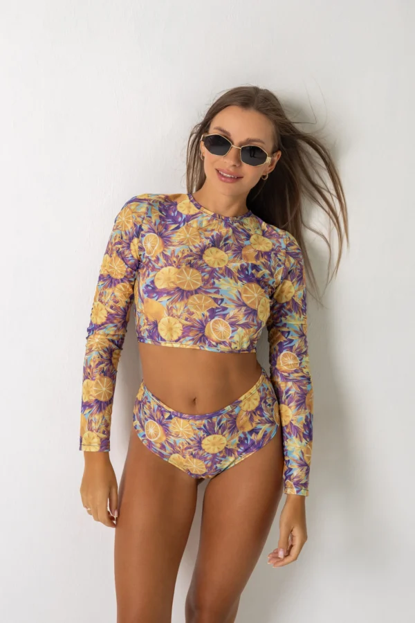 Top , Cropped Long-Sleeve Tan-Through Top Z04